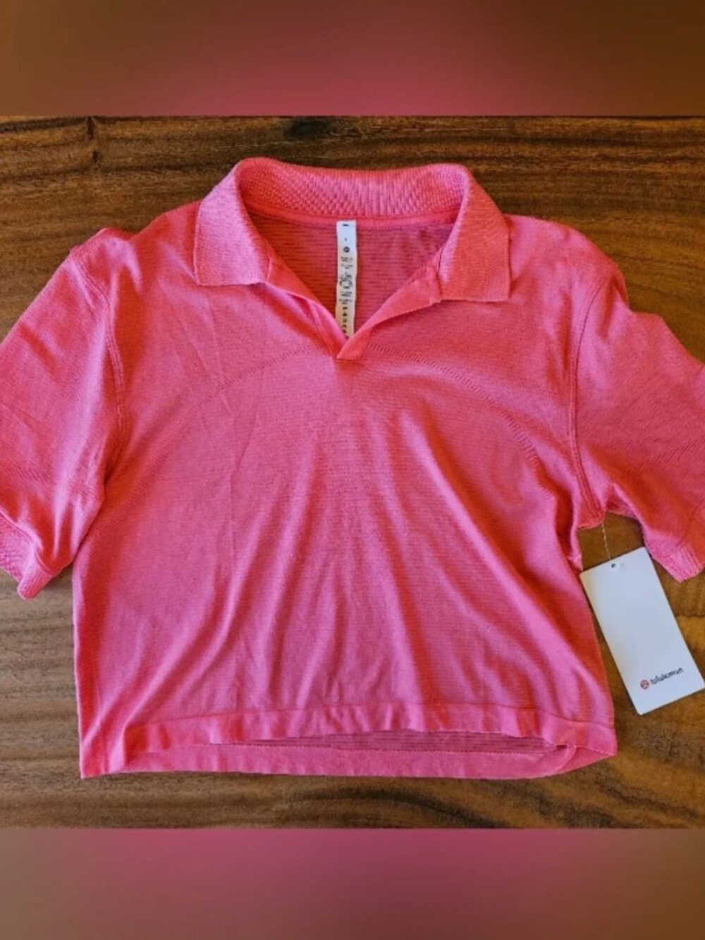 Lululemon Pink Swiftly Tech Polo Crop Short Sleeve Shirt Women's Size 8 Like New - Picture 4 of 8